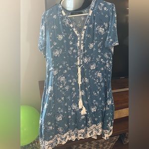 Blue and white dress